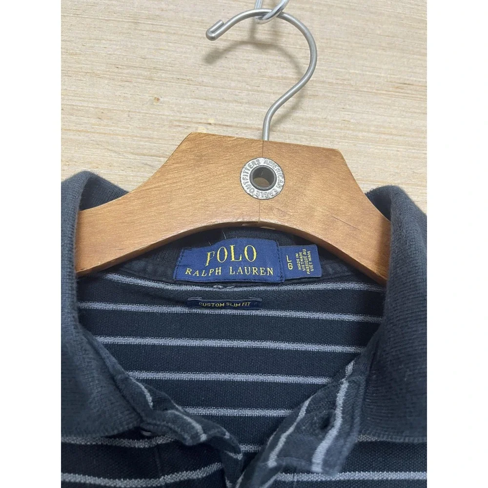 Polo Ralph Lauren Polo Shirt Mens Large Striped Custom Slim Fit Classic Golf‎